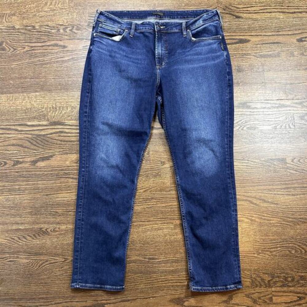 Silver Jeans Co‎ Avery Straight Jeans Womens 20 Blue Medium Wash High Rise Denim